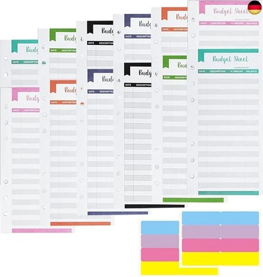 MARKE CICIING 24 Blätter Budget Planner, 6 Löcher A6 Budget Binder Budget Sheets mit 16 A
