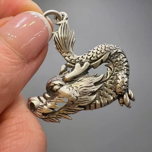 80er Jahre Vintage Sterling Silber 925 Damen Herren Schmuck Anhänger Drache gemarkt - Bild 1 von 8