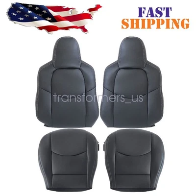 4PCS For 2009-2014 Mazda MX-5 Miata Driver & Passenger Leather Seat Cover Black - Image 1 of 4