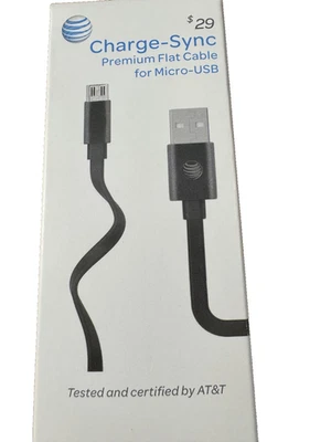 AT&T Charge-Sync Micro USB Cable Flat 4' - Black - Image 1 of 2