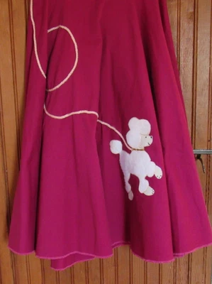 Handmade 1950's Style Ladies Poodle Skirt Retro Sock Hop Costume Parties Magenta - Image 1 of 4