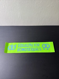 Vintage Gleichstellung für Homosexuelle Autoaufkleber "selten" Gay Interesse - Bild 1 von 7