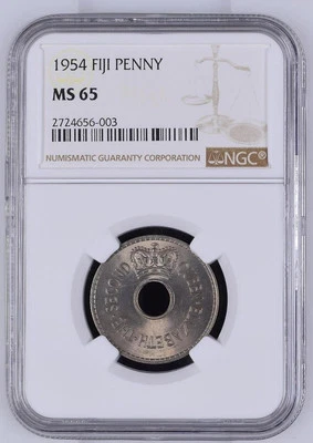 Fiji 1 Penny 1954 NGC MS 65 - Image 1 of 2