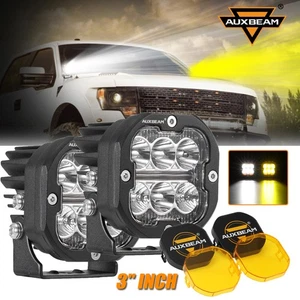 AUXBEAM 2ocs 3" 84W LED Work Light Pods DRL Offroad Amber Turn Signal For Jeep - Picture 1 of 12