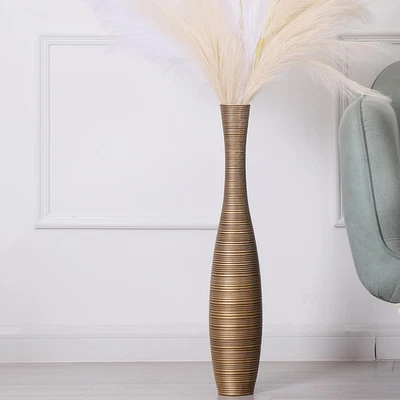 Jarrón decorativo de piso alto para decoración de sala de estar, 26 pulgadas, dorado, resina Foto 1 de 4