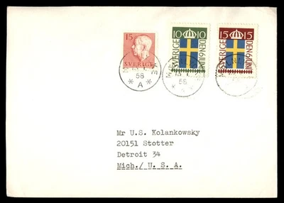 Mayfairstamps Швеции 1958 Molnlycke в Детройт Мичиган обложка aau_52323 - Изображение 1 из 2
