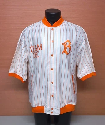 Brooklyn Xpress BX Orange & White Striped Short Sleeve Lined Shirt Jersey XXL - Image 1 of 4