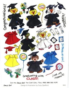 Suzy's Zoo "Graduate with Class" Scrapbook Sticker #9646 BULK 25 SHEETS - Picture 1 of 1