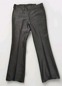 Vintage 1970s Lasso Black Red Pinstripe Western Bellbottom Flare Pants 34" Waist - Picture 1 of 20