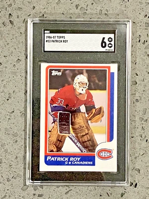 1986-87 Topps #53 Patrick Roy Rookie RC SGC 6 - Montreal Canadiens HOF - Image 1 of 2