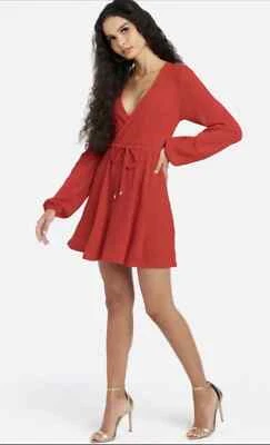 Vestido BEBE Talla Pequeña Rojo Sobrepelliz Cuello Acampanado Tejido Mini Nuevo con Etiquetas $139 Foto 1 de 4