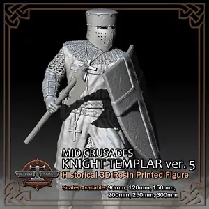 Crusader Knight Templar 5 - 3D Resin Printed Figure Model - Scale 90mm to 300mm - Picture 1 of 16