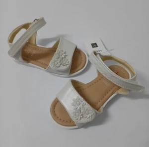 M&S Mädchen weiß Größe 6 Sandalen EU 23 Kunstleder Blumen - Bild 1 von 8
