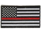 Red Line Subdued American Flag 3.5" X 2" Iron On Patch (4007) Firefighter (N)