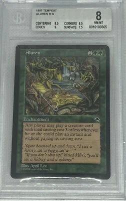 Mtg 1 X BGS 8 Aluren - NM-MT  Tempest MTG Reserved List Rare (8.5,9,8.5,7.5) - Image 1 of 2