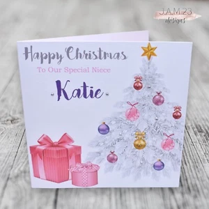 Personalised Girls Female Christmas Card Daughter Granddaughter Niece Friend - Picture 1 of 9