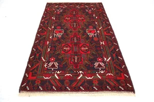 Afghan Tribal Rug 3x5 ft Geometric design Balouchi Rug, Handmade Wool Area Rugs - Picture 1 of 17