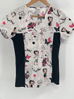 Betty Boop Scrub Top Shirt Women XS White Black Short Sleeve Only $18.00 on eBay