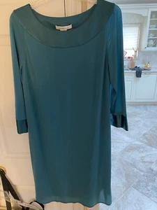 New Laundry Dress Green, Satin cuffs from Neiman Marcus Sz 10 Reatil $228 - Picture 1 of 5