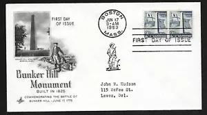 #1034 2 1/2c Bunker Hill Monument - ArtCraft FDC Pair - Picture 1 of 2