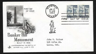 #1034 2 1/2c Bunker Hill Monument - ArtCraft FDC Pair - Image 1 of 2