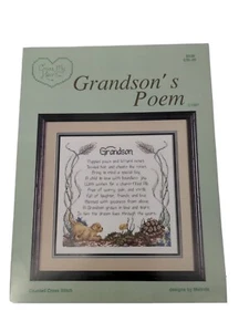 Vintage 1987 Grandson's Poem Counted Cross Stitch Booklet Leaflet Patterns - Picture 1 of 3