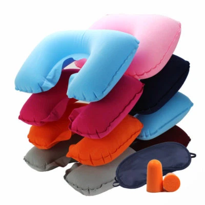 1X Portable Inflatable Flight Pillow Neck U Rest Air Cushion - Image 1 of 4