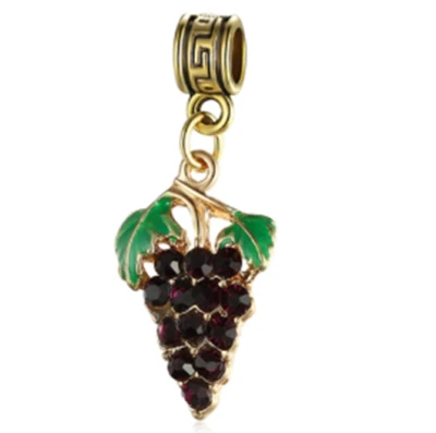 Oro Rojo Uvas Cristal Cuelga Dije Cuentas Pulsera Europea Collar Colgante Hágalo Usted Mismo Foto 1 de 2