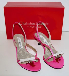 CHRISTIAN LACROIX sling back sandal shoes with charms 37.5 red coral reef heart - Picture 1 of 12