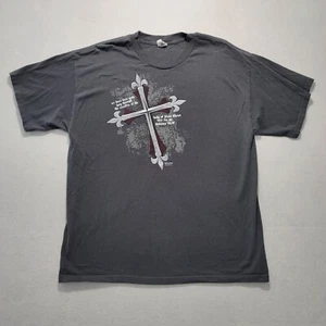Vintage Jesus Hebrews 10 : 10 Bible Verse Cross T shirt Mens XL Gray Christian  - Picture 1 of 7