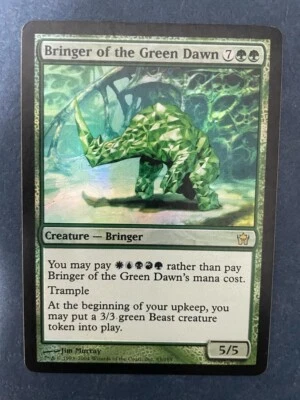 MTG FOIL FIFTH DAWN BRINGER OF THE GREEN DAWN PLAYED MAGIC THE GATHERING RARE - Image 1 of 4