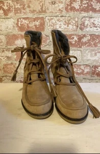 Lands End Damen braun Wildleder Stiefel Keilabsatz Größe 10 Schnürung - Bild 1 von 9