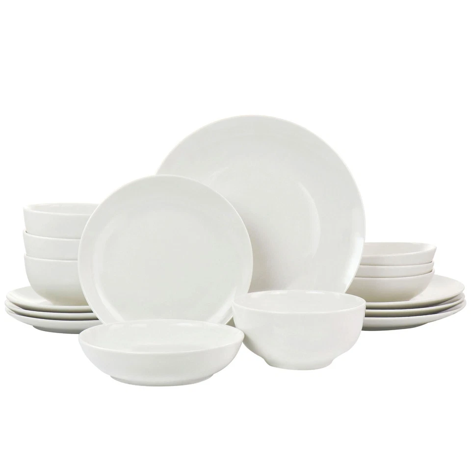 Elama White Porcelain Dish Dinnerware Set 16 Piece Camellia