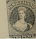 U 1873 New Zeland Queen Victory No2 Imperf Proof Black In Thin Cardboard
