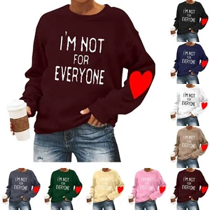 Women's Casual Fashion Valentine's Day Print Long Sleeve O-Neck Sweatshirts - Picture 1 of 39