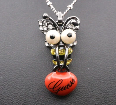 GOLDJUNGE69 * GUESS KETTE & ANHÄNGER SET ZIRKONIA *BIENE* FUNKELND SÜSS NEU!  - Bild 1 von 4