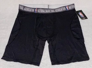 NBA Logo Waistband Athletic Mesh Black White Boxer Brief Underwear Mens Sz S M L - Picture 1 of 4