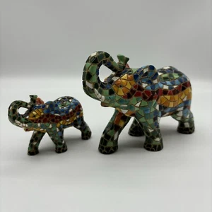 Mosaik Elefant Figuren 4,5” Mama und 2,5” Baby - Bild 1 von 5