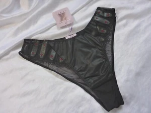 M, Savage X Fenty Renaissance Rose Brazilian, black, faux leather, NEW - Picture 1 of 13