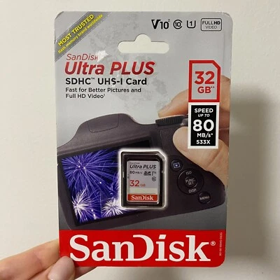 SanDisk Ultra PLUS 32GB SD Memory Card 80 MB/s NEW       - Image 1 of 3