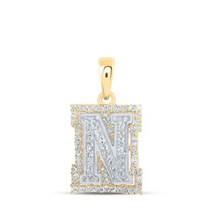 10kt Two-tone Gold Womens Round Diamond N Initial Letter Pendant 1/4 Cttw - Picture 1 of 1