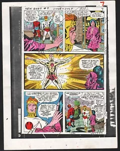 NEUE GÖTTER 9 PRODUKTIONSKUNST HANDKOLORIERT SIGNIERT JACK KIRBY A TOLLIN COA PG 7 - Bild 1 von 7