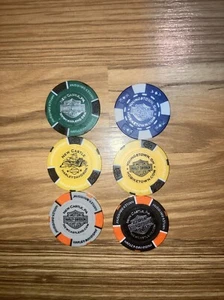 Harley Davidson Poker Chips Various Locations Lot 6 New Castle Yongstown - Picture 1 of 2