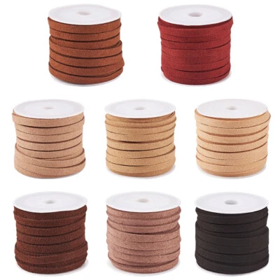 8 rolls Faux Suede Cords Leather Lace Beading Velvet String Mixed Color 5x1.5mm - Image 1 of 4