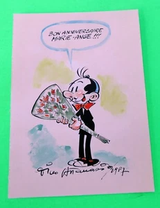 DINO ATTANASIO 1987 SEHR SCHÖNE ZEICHNUNG VON BUNTEN SPAGHETTI SEHR GUTER ZUSTAND  - Bild 1 von 2