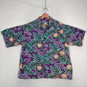 Reyn Spooner Hawaiian Shirt Mens XL Purple Green Bright Colors Rare Minor Flaw