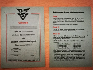 DDR DSS Urkunde Schwimmabzeichen blanko A7 - Bild 1 von 3