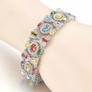 New Charm Sugar Color Yellow Citrine Garnet Gemstone Silver Women Bracelets - Picture 1 of 6