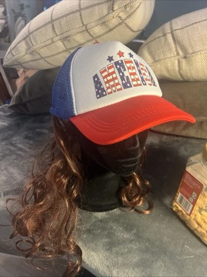 Men America Mullet Hat Wig Baseball Cap EUC Funny Party Hat Ships Free - Image 1 of 4