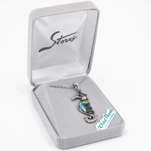 Storrs Wild Pearl Abalone Muschel Seepferdchen Anhänger & silberfarbene Halskette - Bild 1 von 3